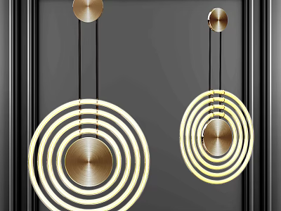 Modern Wall Lamps With Circular Rings And Golden Metal Illuminated Design 3d model