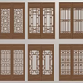 New Chinese-style openwork window retro window grilles openwork window 3d model