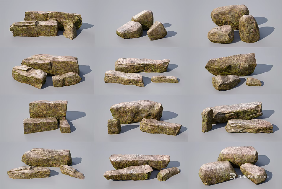 Natural Wood and Stone Materials with Various Shapes and Textures for Home Decoration 3d model 