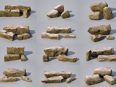 Natural Wood and Stone Materials with Various Shapes and Textures for Home Decoration 3d model