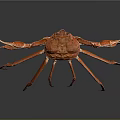 Giant Red Crab With Long Spiny Legs And Textured Shell On Dark Background