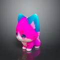 Cute Pink And Blue Cartoon Cat Plush Toy With Big Eyes And Soft Texture
