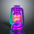 Colorful Decorative Lantern With Glass Shade Metal Frame And Vibrant Glow
