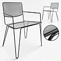 Black Modern Single Chair with Metal Frame and Mesh Seat Backrest Design