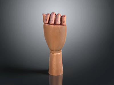 Game Movie Character Wooden Hand Sculpture With Palm Up Five Fingers And Fingertip Holes 3d model