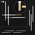 Modern Minimalist Chandelier Design With Linear White And Gold Elements For Home Decor