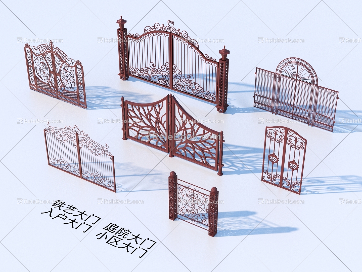 Wrought Iron Gate Courtyard Gate Entrance Gate Community Gate 3d model