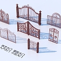 Wrought Iron Gate Courtyard Gate Entrance Gate Community Gate 3d model