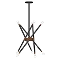 Modern Black Frame Chandelier With Cross Design And Round Ceiling Base