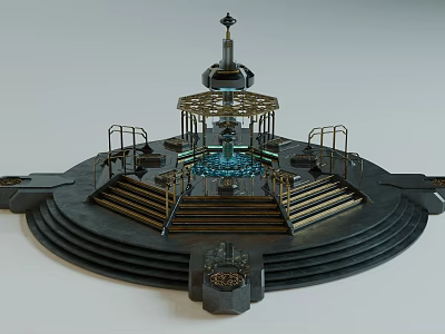 Decorative Fountain Structure With Circular Base Steps Ornate Railings And Intricate Design 3d model