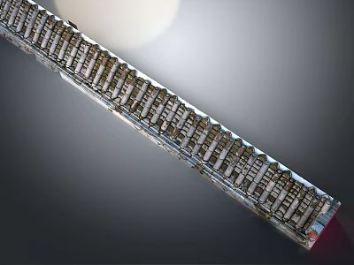 Long Strip Silver Metal Mechanical Components With Multiple Neatly Arranged Units 3d model