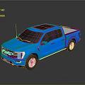 Blue Ford Pickup Truck With Shiny Exterior And Double Cab Design