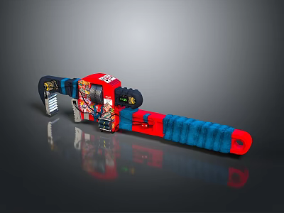 Modern Red Blue Chainsaw With Ergonomic Handle And Sharp Chain For Household Use 3d model
