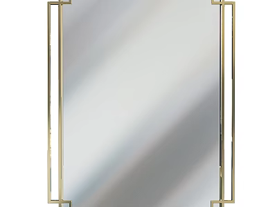 Elegant Modern Rectangular Wall Mirror With Gold Frame And Sleek Design 3d model