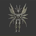 Silver Armored Character And Fantasy Creature With Spiked Head And Multiple Wings
