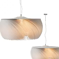 Modern Pendant Lights with Wave Textured Shades Light Colored Hanging Lighting Fixtures