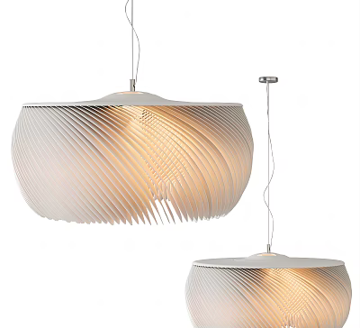 Modern Pendant Lights with Wave Textured Shades Light Colored Hanging Lighting Fixtures 3d model