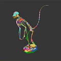 Detailed Standing Monkey Skeleton Display On Blue Base With Black Background 3d model