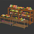 Fresh Bread and Pastries Displayed on Multiple Layer Wooden Shelves