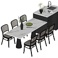 Middle Ancient Style Nakajima Dining Table and Chair Combination 3d model