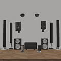 Home Theater Audio Speaker Collection Featuring Floor Standing Wall Mounted And Ceiling Units