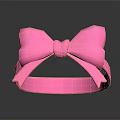 Adorable Cat Wearing Pink Bow Hairband On Black Background Surface