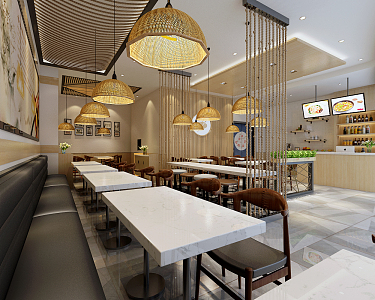 Modern Fast Food Restaurant Rice Neat Shop 3d model