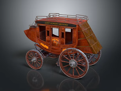 European-style carriage, luxury carriage, four-wheeled carriage 3d model