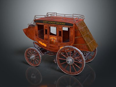 European-style carriage, luxury carriage, four-wheeled carriage 3d model