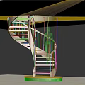 Modern Spiral Staircase With Wooden Steps And Metal Railings In Minimalist Interior