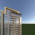 Modern High Rise Residential Building With Glass Curtain Wall Balconies And Top Design
