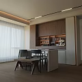 Elegant Modern Restaurant Kitchen Interior With Wooden Cabinets Marble Island And Lighting