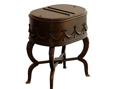 Dark Wooden Side Table With Intricate Carved Details And Curved Legs Classic Design 3d model