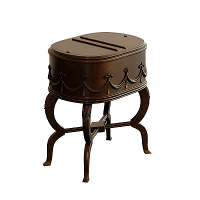 Dark Wooden Side Table With Intricate Carved Details And Curved Legs Classic Design 3d model