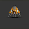 Orange Commercial Equipment With White Stripes Green Accents And Mechanical Support Legs