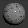 Artistic Decorative Mosaic Sphere With White Fragmented Tiles And Green Accents