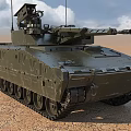 Modern Military Tank With Turret Tracks And Antennas On Dry Arid Ground