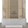 Modern Elegant Reception Desk With Marble Surface Company Logo And Decorative Elements 3d model