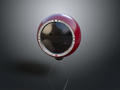 Stylish Red Circular Display Device With Circular Screen And Stand On Dark Background 3d model