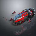 Futuristic Large Spacecraft With Small Ships In Interstellar Fleet Exploration