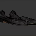Black Leather Loafers With Classic Design Stitch Detail And Metallic Buckle Accent