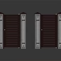 Modern Wooden And Steel Double Gates With Decorative Pillars And Top Canopies