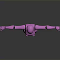 Pink Humanoid Robot Game and Movie Character with Outstretched Arms on Gray Reflective Background