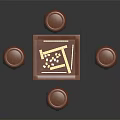 Traditional Wooden Mahjong Table Set With Four Round Stools And Tiles