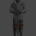 Black Medieval Style Armor With Metallic Design Shoulder Plates Chest Armor And Hand Guards