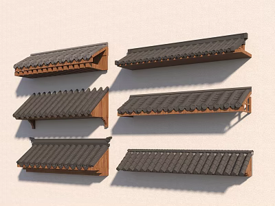 Traditional Chinese Eaves With Various Styles Wooden Structures And Black Tiles 3d model