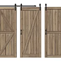 Rustic Wooden Barn Doors With Metal Sliding Hardware And Diagonal Panel Design For Interior Spaces