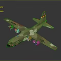 Tan Green Military Transport Airplane Model Number 2400 White Dots On Wings Tail Emblem