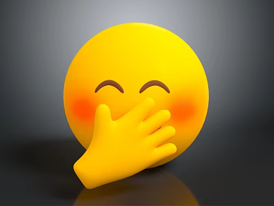 Cute Yellow Emoji Decorative Ornament Set with Smiling Eyes Blushing Cheeks and Hand Covering Face 3d model