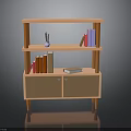 Practical Wooden Bookshelf With Multiple Shelves Cabinet Doors Books And Pencil Holder